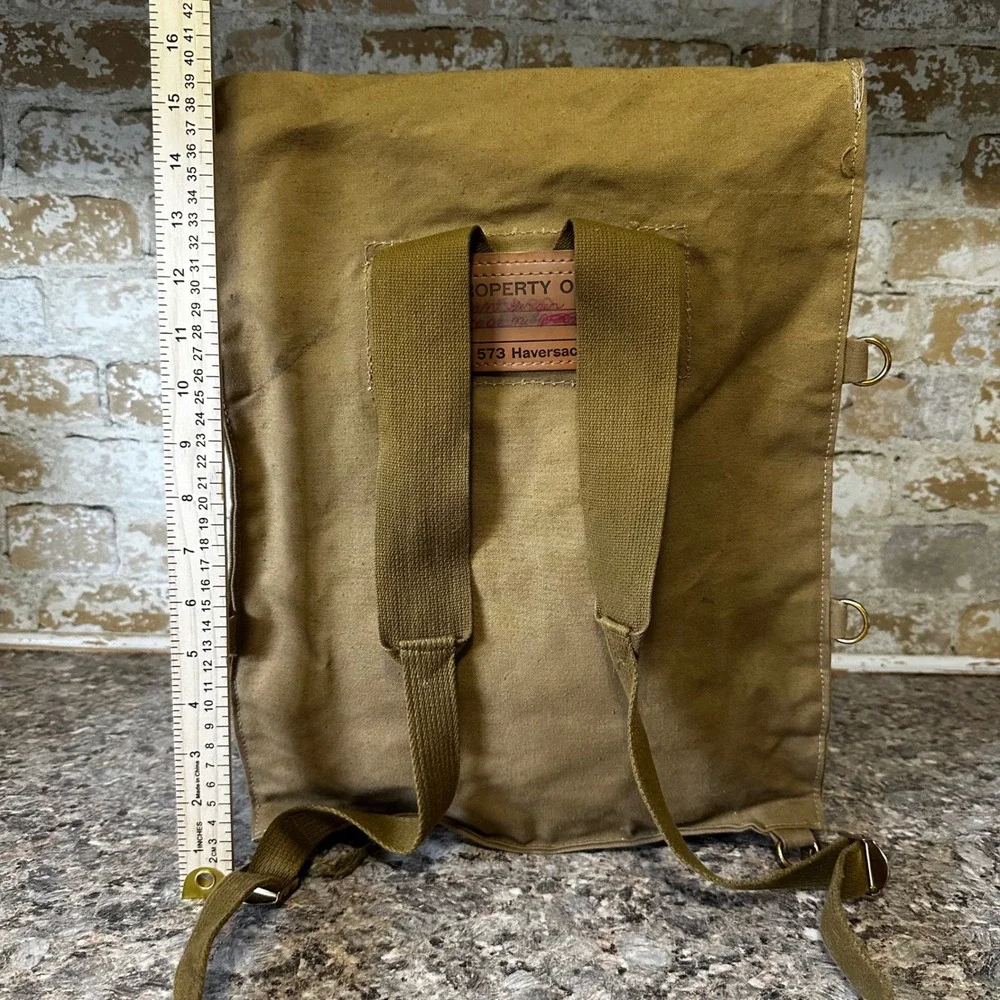 Boy Scouts of America Haversack Backpack Unisex OS Khaki Good Vintage Canvas 573